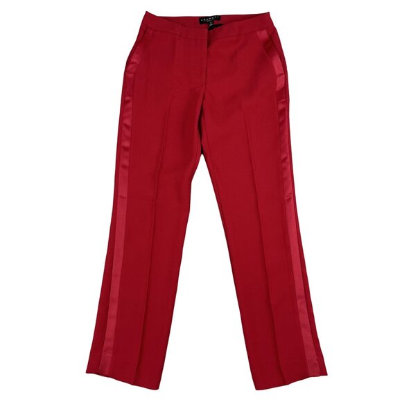 Laundry by Shelli Segal Red Straight Leg Tuxedo Career Trousers Dress Pants Sz 4 - Picture 1 of 6